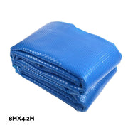 Aquabuddy Pool Cover 500 Micron 8x4.2m Blue Swimming Pool Solar Blanket 5.5m Roller - danozdirect
