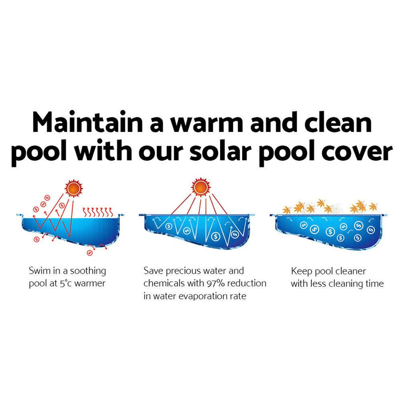 Aquabuddy Pool Cover 8x4.2m 400 Micron Swimming Pool Solar Blanket Blue - danozdirect