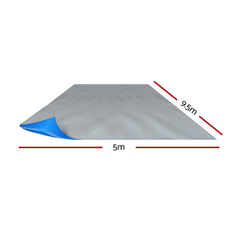Aquabuddy Pool Cover 9.5x5m 400 Micron Swimming Pool Solar Blanket Blue Silver - danozdirect