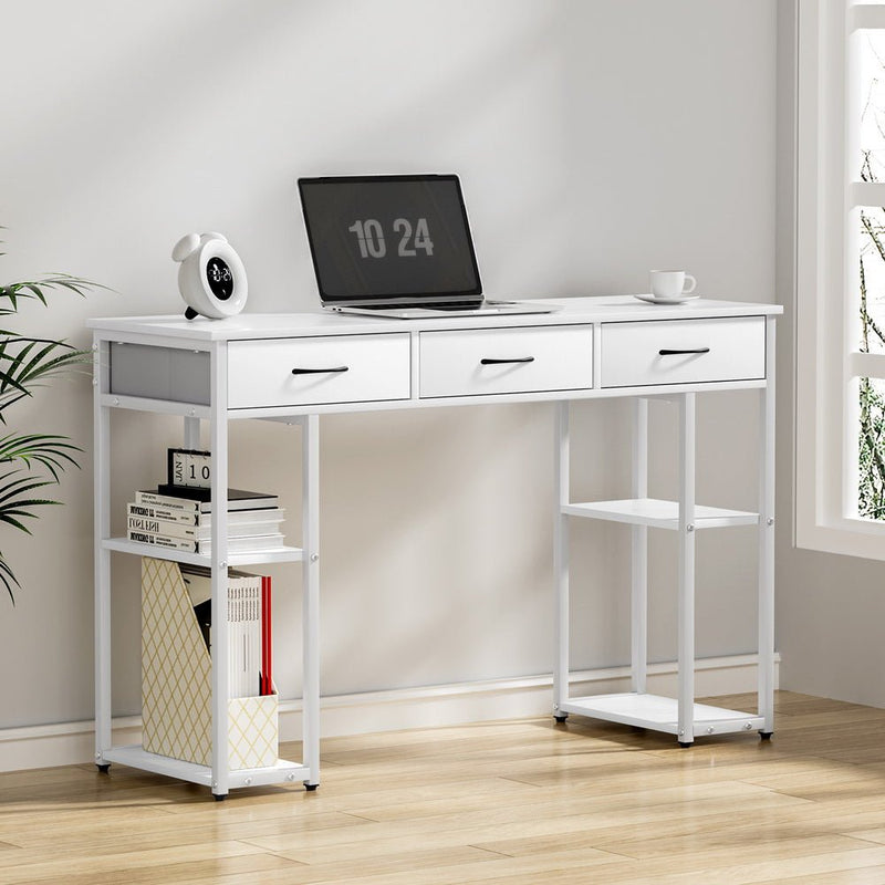 Artiss Computer Desk Drawer Shelves Study Table 120CM White - danozdirect