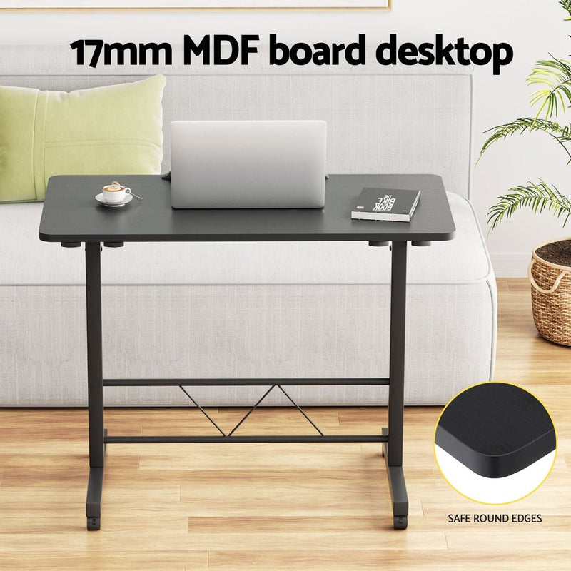 Artiss Laptop Desk Table Height Adjustable Wooden Bed Side Tables 80CM Black - danozdirect