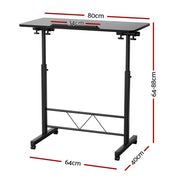 Artiss Laptop Desk Table Height Adjustable Wooden Bed Side Tables 80CM Black - danozdirect