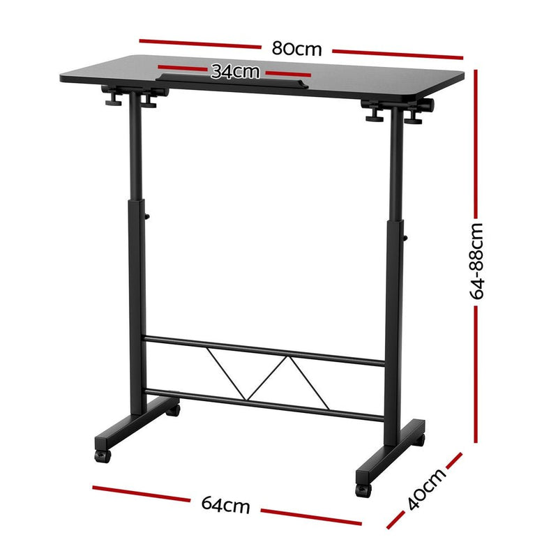 Artiss Laptop Desk Table Height Adjustable Wooden Bed Side Tables 80CM Black - danozdirect