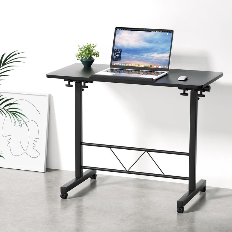 Artiss Laptop Desk Table Height Adjustable Wooden Bed Side Tables 80CM Black - danozdirect