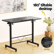 Artiss Laptop Desk Table Height Adjustable Wooden Bed Side Tables 80CM Black - danozdirect