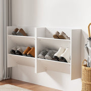 Artiss Shoe Rack 2 - tier 12 Pairs Wall Mounted x2 - White - danozdirect