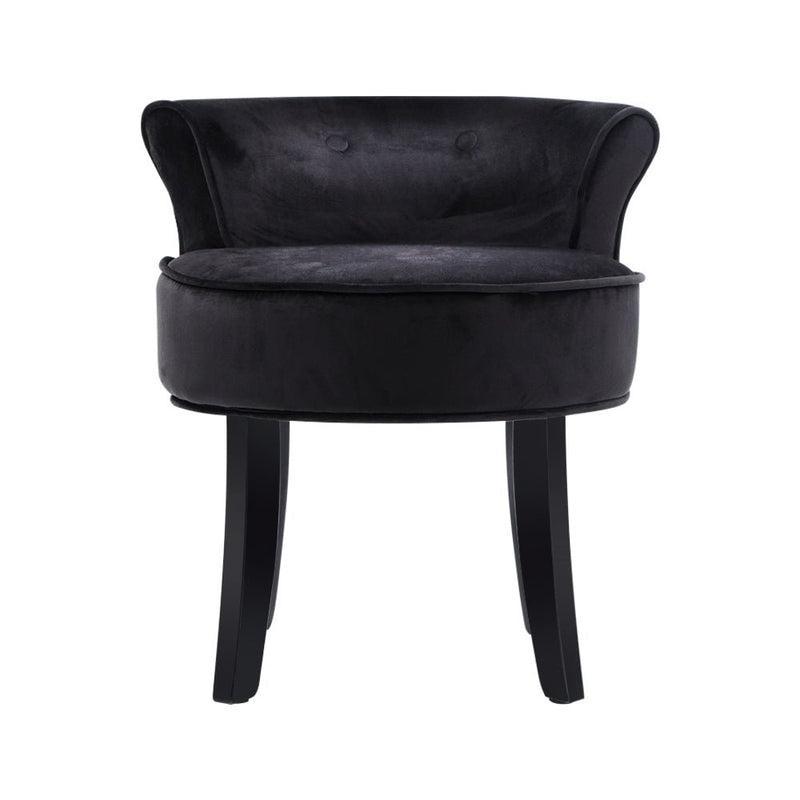 Artiss Vanity Stool Velvet Black Abella - danozdirect