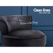 Artiss Vanity Stool Velvet Black Abella - danozdirect