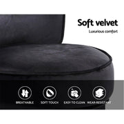Artiss Vanity Stool Velvet Black Abella - danozdirect