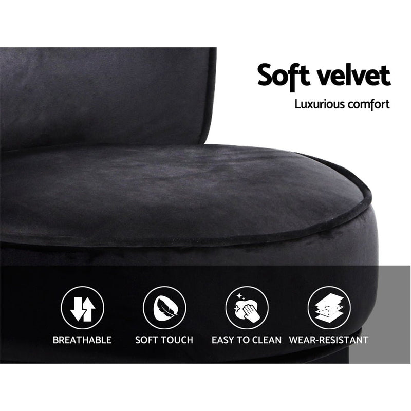 Artiss Vanity Stool Velvet Black Abella - danozdirect