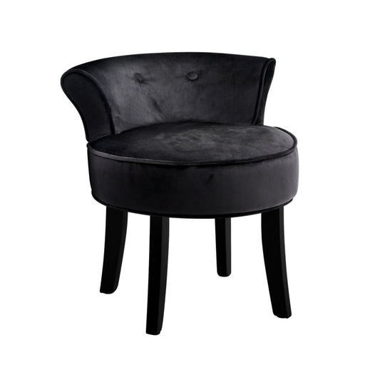 Artiss Vanity Stool Velvet Black Abella - danozdirect