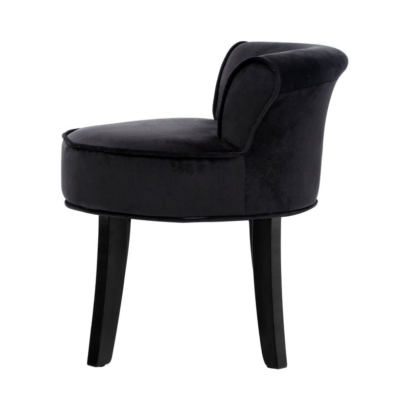 Artiss Vanity Stool Velvet Black Abella - danozdirect