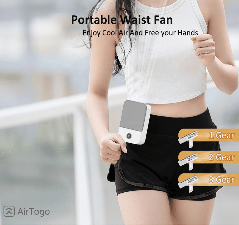 Beat the heat with Danoz AirToGo Portable Waist Fan cooler - the ultimate cooling companion that goes wherever you do. Clip it to your waist, hang it around your neck, or pop it on a table - danozdirect