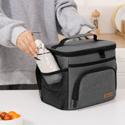 Black Insulated Lunch Bag Cooler Tote - 9L Leakproof Thermal Lunch Box with Shoulder Strap & Pockets for Work, Picnic, Travel - danozdirect