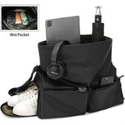 Black Large Capacity Waterproof Tote Bag - Convertible Crossbody Messenger for Gym, Travel & Work - danozdirect