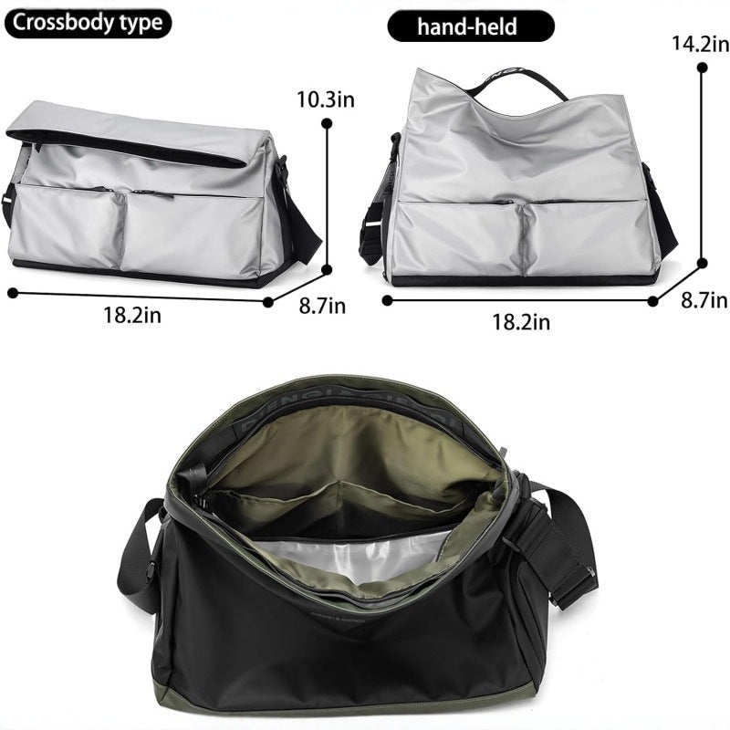 Black Large Capacity Waterproof Tote Bag - Convertible Crossbody Messenger for Gym, Travel & Work - danozdirect