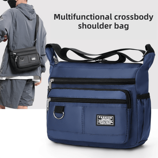Black Men's Waterproof Oxford Cloth Crossbody Bag - Durable Anti - Theft Shoulder Backpack for Business, Travel & 10 - inch Tablet - danozdirect