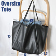 Brown Classic Oversized Tote Bag - Soft Faux Leather Shoulder Purse for Work, Travel & Everyday Use - danozdirect