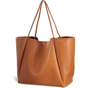 Brown Classic Oversized Tote Bag - Soft Faux Leather Shoulder Purse for Work, Travel & Everyday Use - danozdirect