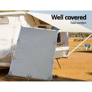 Caravan Privacy Screen Roll Out Awning 2.1x1.8M Sun Shade Pop Top End Wall Grey - danozdirect