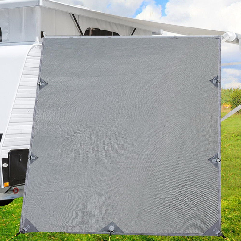 Caravan Privacy Screen Roll Out Awning 2.1x1.8M Sun Shade Pop Top End Wall Grey - danozdirect