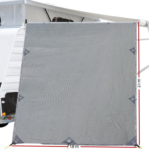 Caravan Privacy Screen Roll Out Awning 2.1x1.8M Sun Shade Pop Top End Wall Grey - danozdirect