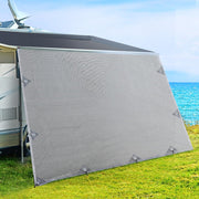 Caravan Privacy Screen Roll Out Awning 3.7X1.95M End Wall Side Sun Shade Grey - danozdirect