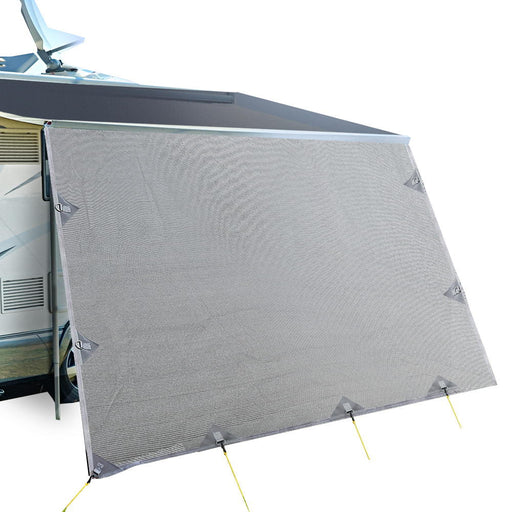 Caravan Privacy Screen Roll Out Awning 3.7X1.95M End Wall Side Sun Shade Grey - danozdirect
