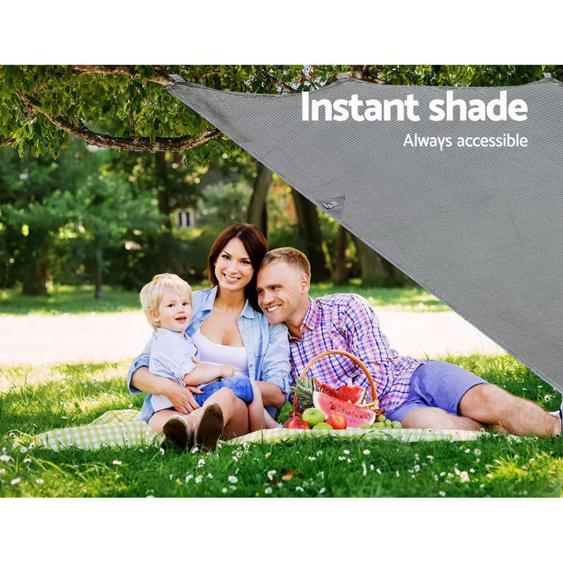 Caravan Privacy Screen Roll Out Awning 4.3X1.95M End Wall Side Sun Shade Grey - danozdirect