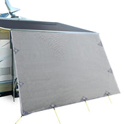 Caravan Privacy Screen Roll Out Awning 4Mx1.95M End Wall Side Sun Shade Grey - danozdirect