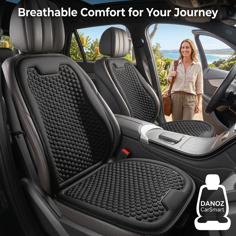 🚗 Danoz CarSmart | Breathable Car Seat Cooling Pad | Honeycomb Mesh | Non-Slip Base | Black or Grey | Free Postage!