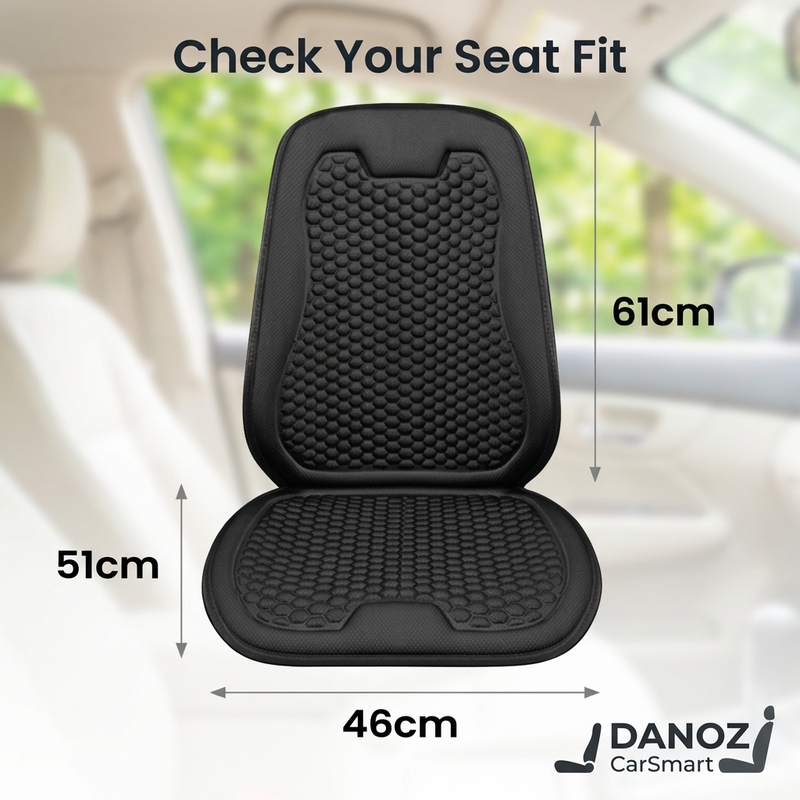 🚗 Danoz CarSmart | Breathable Car Seat Cooling Pad | Honeycomb Mesh | Non-Slip Base | Black or Grey | Free Postage!