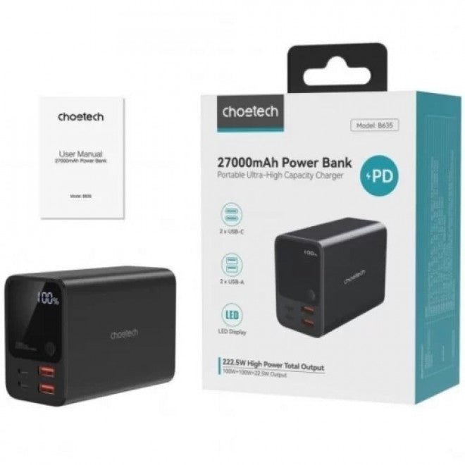 CHOETECH B635 Dual PD 100W 27000 mAh Power Bank - danozdirect