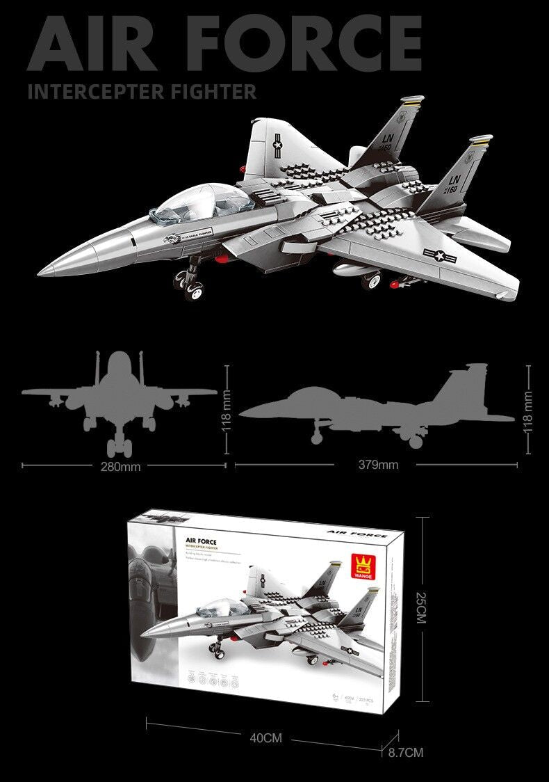 Christmas gift F - 15 Eagle Fighter Jet Building Blocks Set, 223 Pieces Military Aircraft Model Kit for Kids & Enthusiasts（F15 fighter） - danozdirect