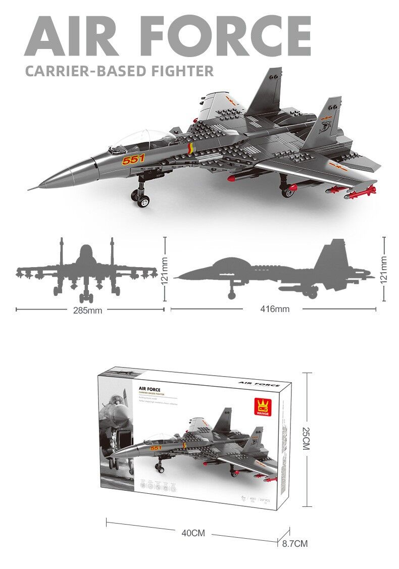 Christmas gift J - 15 Carrier - Based Fighter Jet Building Blocks Set, 272 Pieces Military Aircraft Model Kit for Kids Aged 6+ & Enthusiasts（J15 carrier aircraft） - danozdirect