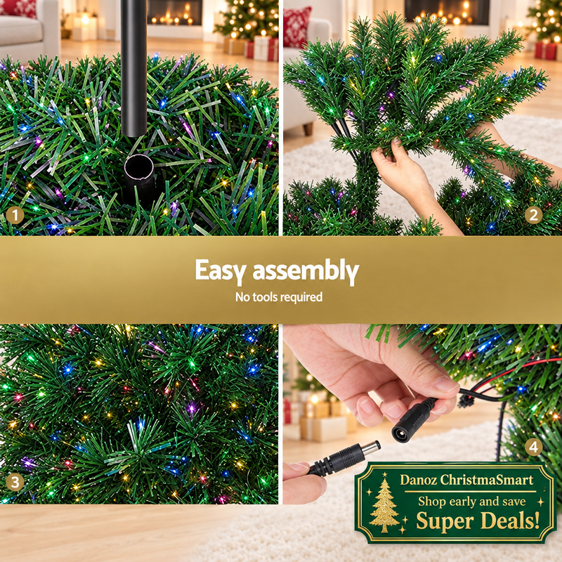🎄 Danoz ChristmaSmart | Jingle Jollys 1.8m Optic-Fibre LED Christmas Tree | 300 Tips & Multicolour Twinkling Lights | Festive Glow Made Easy