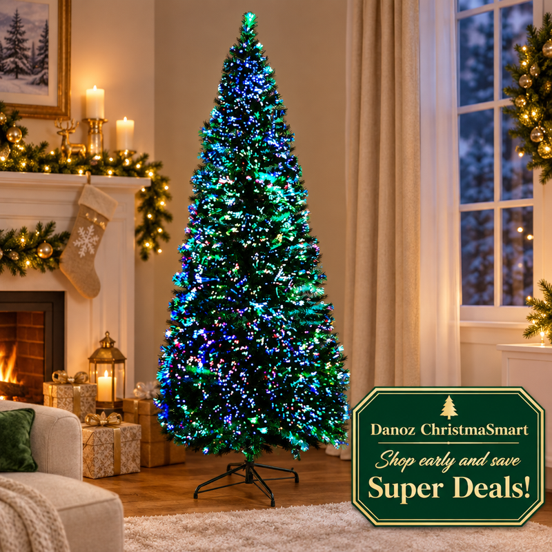 🎄 Danoz ChristmaSmart | Jingle Jollys 1.8m Optic-Fibre LED Christmas Tree | 300 Tips & Multicolour Twinkling Lights | Festive Glow Made Easy