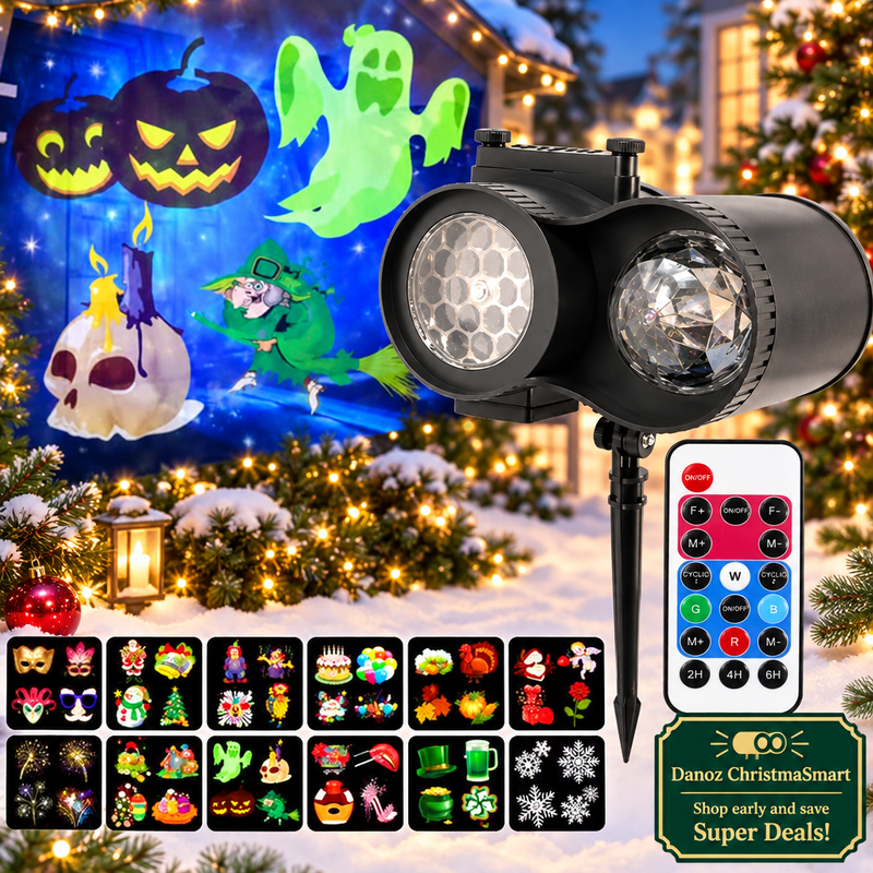 🎄 Danoz ChristmaSmart | Dual-Lens LED Projection Light | Water Ripple Effects & Festive Patterns | Remote Control, Stake or Base Mount | Free Postage!