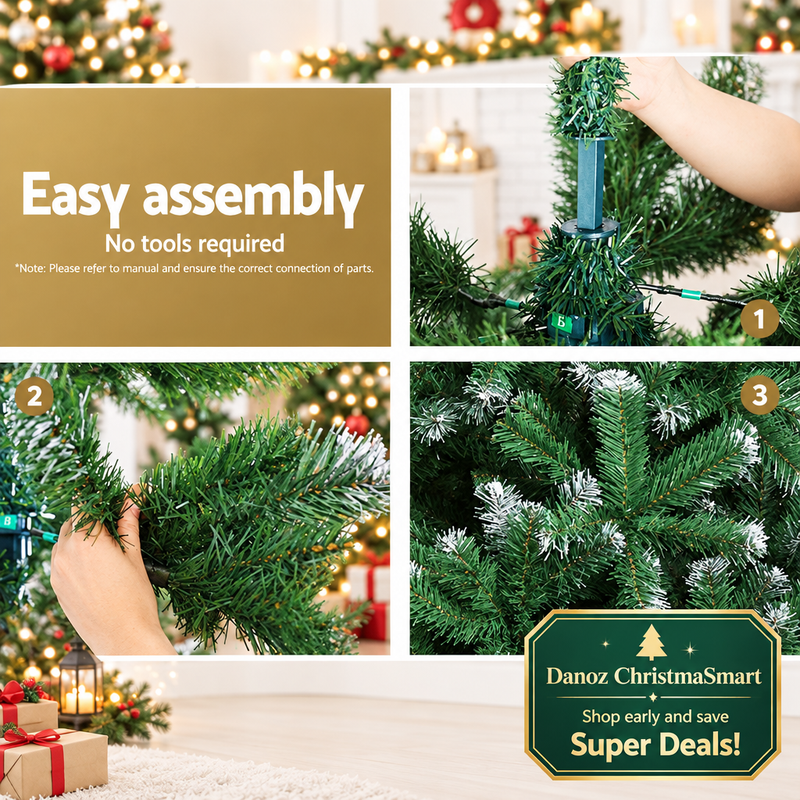 🎄 Danoz ChristmaSmart | Jingle Jollys 1.8m Snow-Frosted Christmas Tree | 650 PVC Tips & Metal Stand | A Winter-Inspired Festive Centrepiece