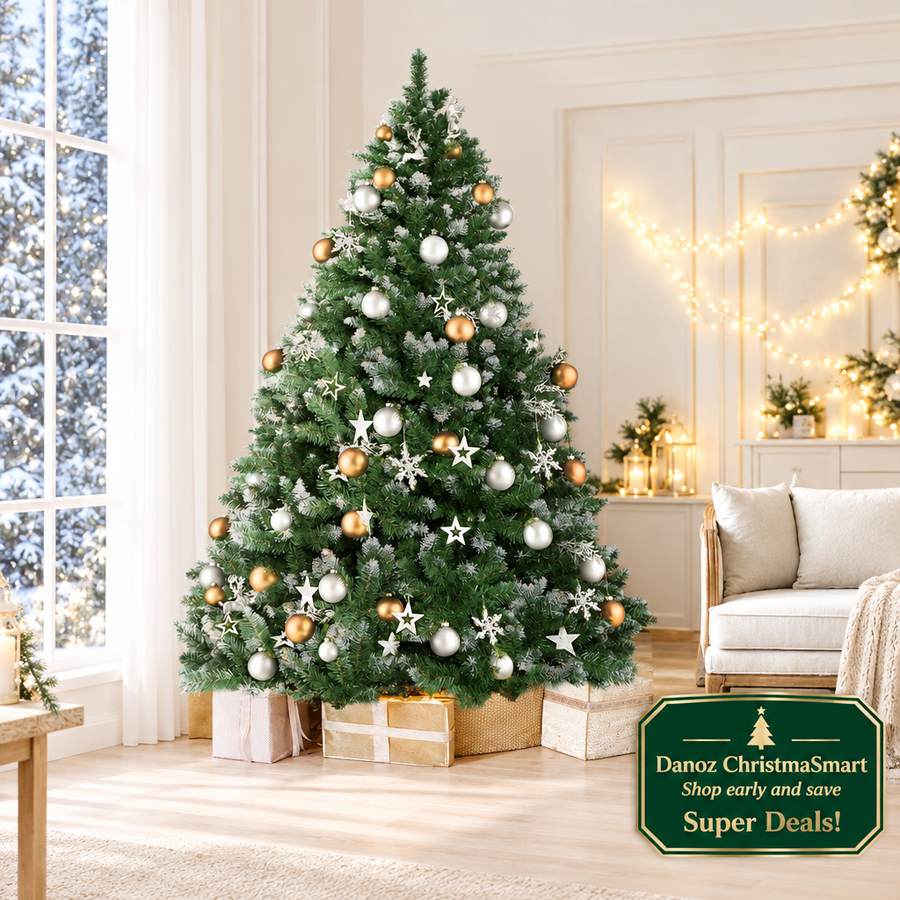 🎄 Danoz ChristmaSmart | Jingle Jollys 1.8m Snow-Frosted Christmas Tree | 650 PVC Tips & Metal Stand | A Winter-Inspired Festive Centrepiece
