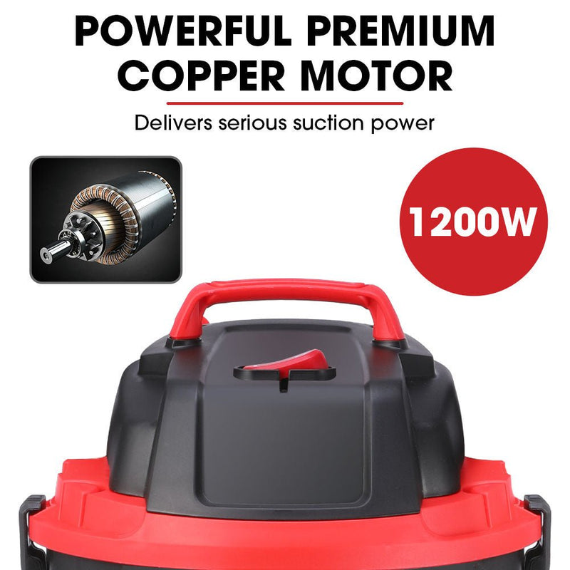 Clean your car, workshop, and carpets with Danoz Direct - Baumr - AG 30L 1200W Wet and Dry Vacuum Cleaner. With a built - in blower - danozdirect