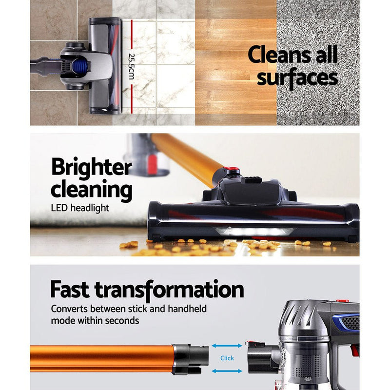 Clean your home with Danoz Direct - Devanti Handheld Vacuum Cleaner. With its powerful 150W motor and cordless design - danozdirect