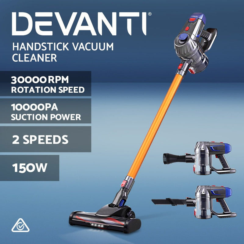 Clean your home with Danoz Direct - Devanti Handheld Vacuum Cleaner. With its powerful 150W motor and cordless design - danozdirect