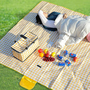 Collapsible Outdoor Camping Portable Insulated Picnic Basket Camping Picnic Ice Pack(Green Grid) - danozdirect
