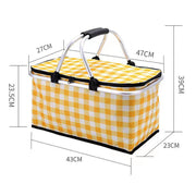 Collapsible Outdoor Camping Portable Insulated Picnic Basket Camping Picnic Ice Pack(Yellow Grid) - danozdirect