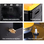 Convenience cooking outdoors with Danoz Kitchen 🧑‍🍳🥘 Devanti Portable Gas Oven. LPG oven/cooktop, For camping, picnics, and outdoor events - danozdirect