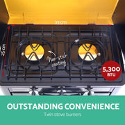 Convenience cooking outdoors with Danoz Kitchen 🧑‍🍳🥘 Devanti Portable Gas Oven. LPG oven/cooktop, For camping, picnics, and outdoor events - danozdirect