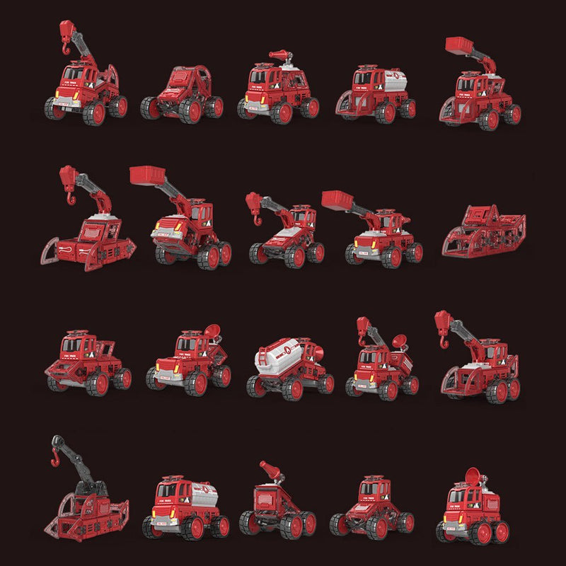 DanBaoLe Magnetic Fire Truck DIY Assembly Eneineering Vehicle with Music Lights Red Christmas Gift - danozdirect