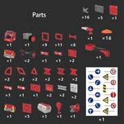 DanBaoLe Magnetic Fire Truck DIY Assembly Eneineering Vehicle with Music Lights Red Christmas Gift - danozdirect