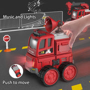 DanBaoLe Magnetic Fire Truck DIY Assembly Eneineering Vehicle with Music Lights Red Christmas Gift - danozdirect